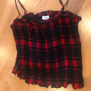 Red and Black checker tube top